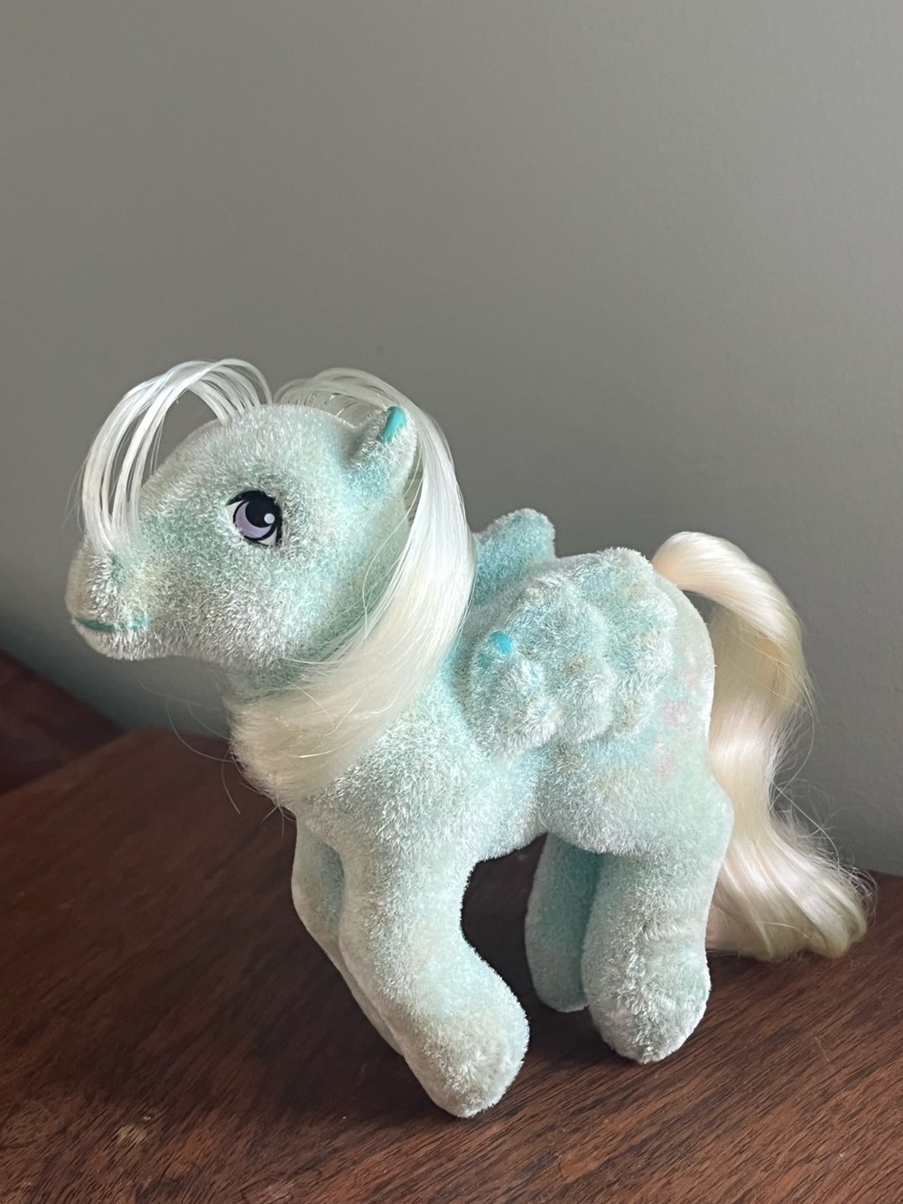 Vintage 1986 My Little Pony So Soft Flocked Wind Whistler mlp blue